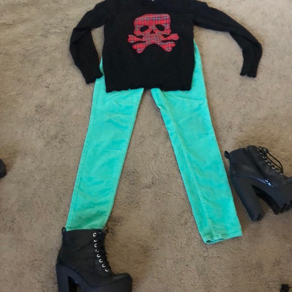 Green Goddess Rockstar Skinny Jean Cords - Picture 2 of 9